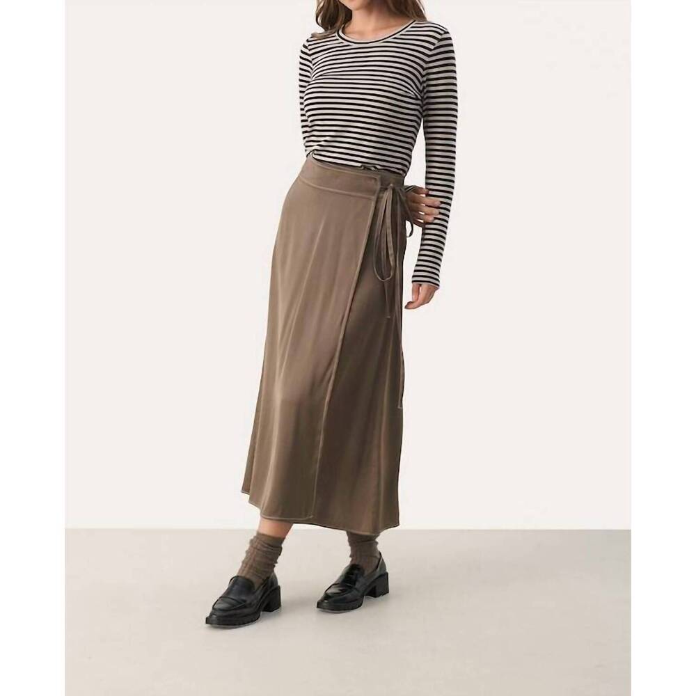 NEW PART TWO lovelie wrap skirt in walnut